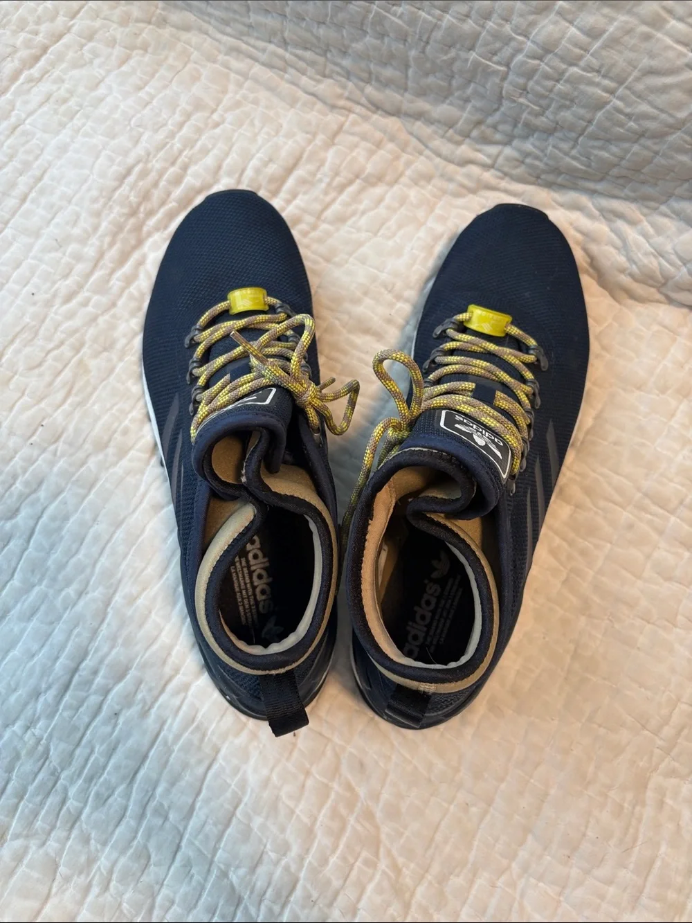 adidas Navy Athletic Shoes with Yellow Accents